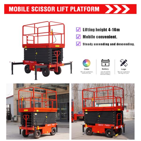 Indoor Outdoor Used Mobile Elevated Work Platform Electric Self Propelled Scissor Lift