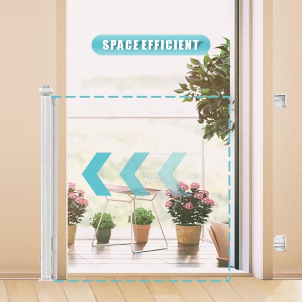 Extendable Durable Mesh Retractable Baby Gate For Children Safety Easy Install