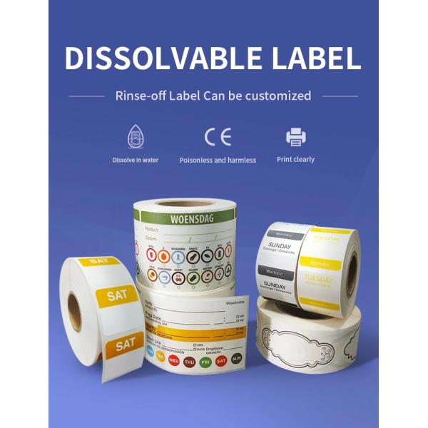 Dissolvable Self Adhesive Sticky Labels Gloss Lamination Small Dot Stickers
