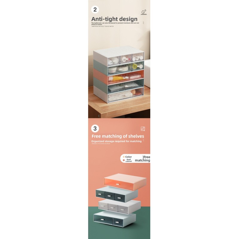 Modern Plastic Desktop Storage Box Free Combination Multi-Layer Stackable Jewelry Drawer Type Organizer Box for Home