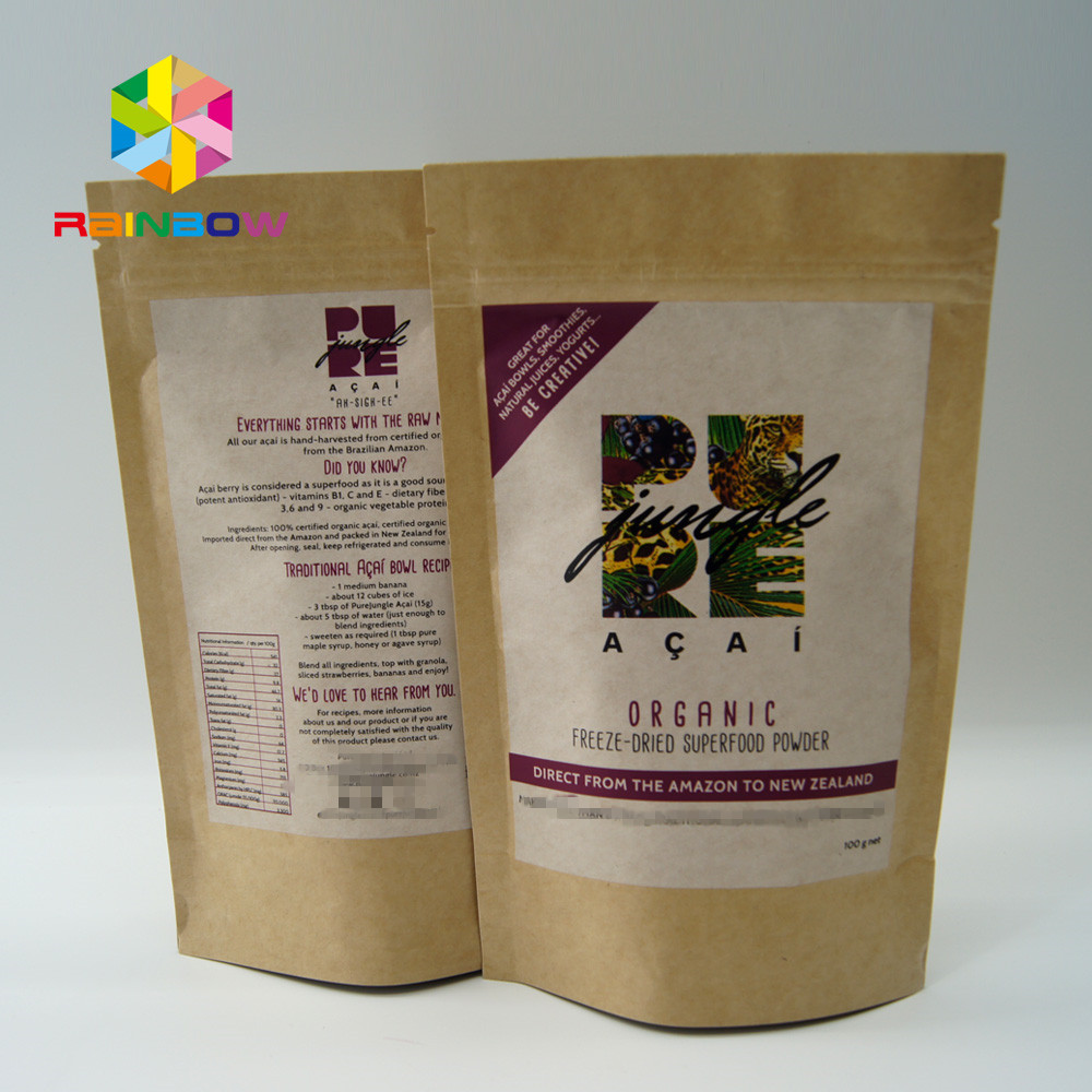 White Doypack Snack Bag Packaging Kraft Paper Material With Clear Window / Zipper