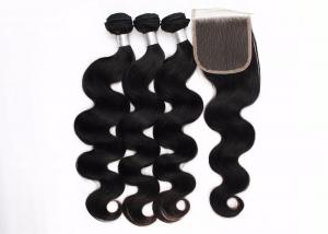 China Smooth Body Wave Hair Extensions Human Weft 4 * 4 Lace Closure For Black Women on sale