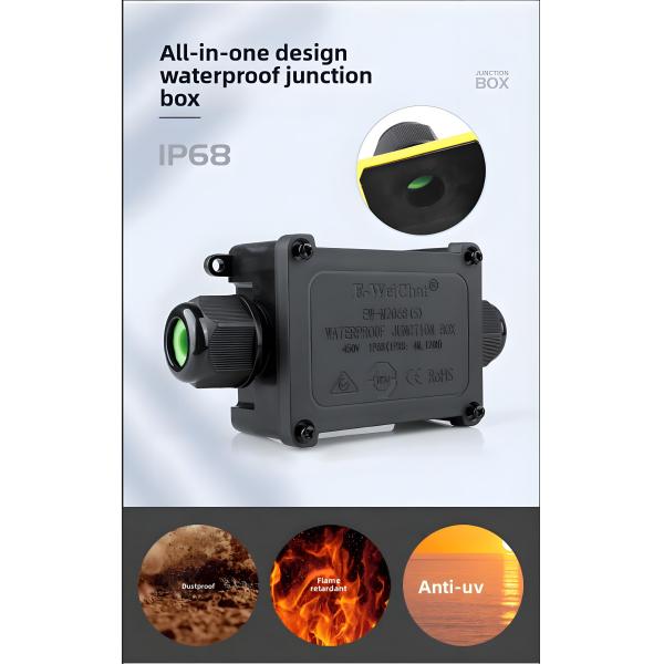 Waterproof Through-Type Junction Box - 1 In 2 Out Cable Gland Connector