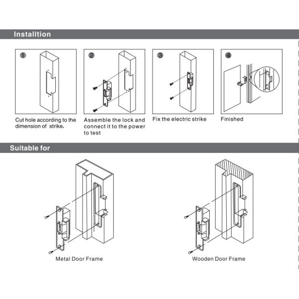 Sliding Door Electric Strike Lock With Cover 240mA Working Current