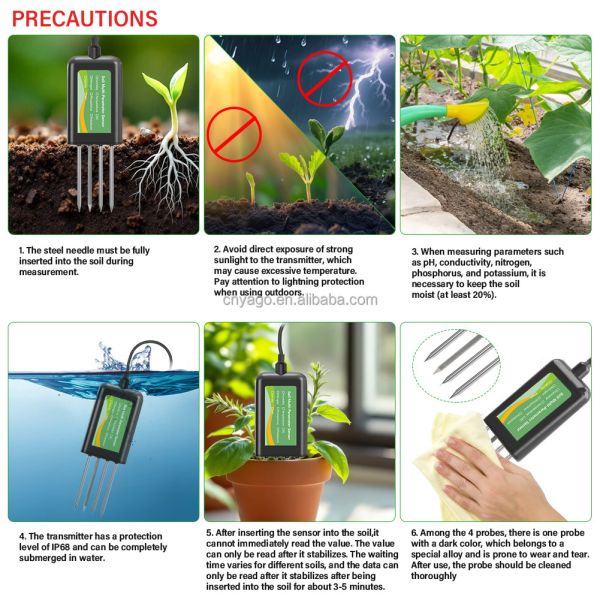 RS485 Soil Multi Parameter Sensor 8-in-1 EC pH NPK Temp Moisture Detection Agriculture Greenhouse Use