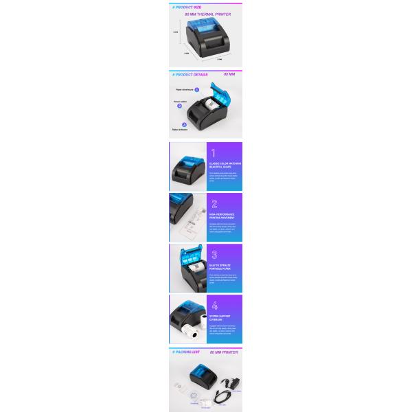 Receipt Bluetooth Android Thermal Printer with Battery and Maximum Roll Diameter 50mm