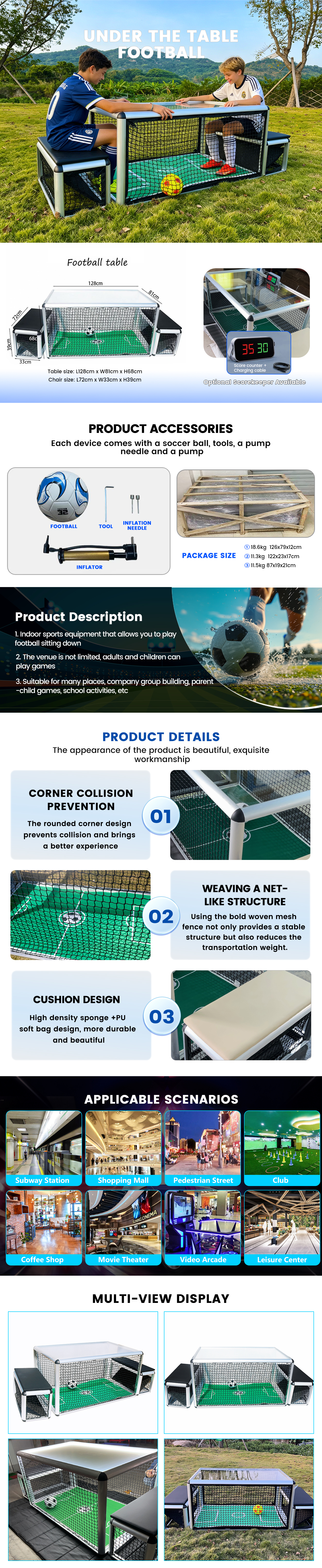 2 Player Small-sized Foosball Table for Indoor Entertainment and Interactive Sports Games