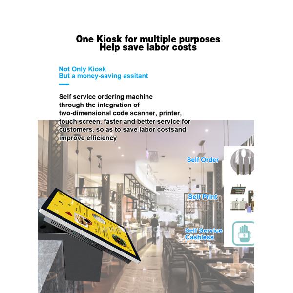 Standalone OS 15.6 inch Wall Mount Self Service Touch Screen Payment Machine with Scanner for QR code/Bar code/IC card