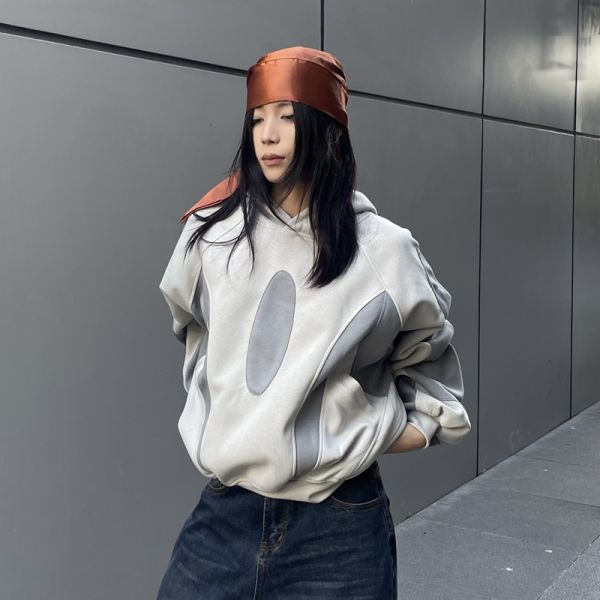 Low MOQ Customized Color Block Splicing 3D Embroidery Oversized Pullover Winter Hoodie Pocket Hip Hop Polyester/Cotton Blend