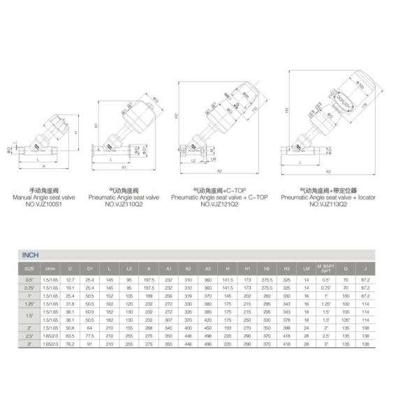 Pneumatic 2/2 Way Angle Seat Valve, control valves
