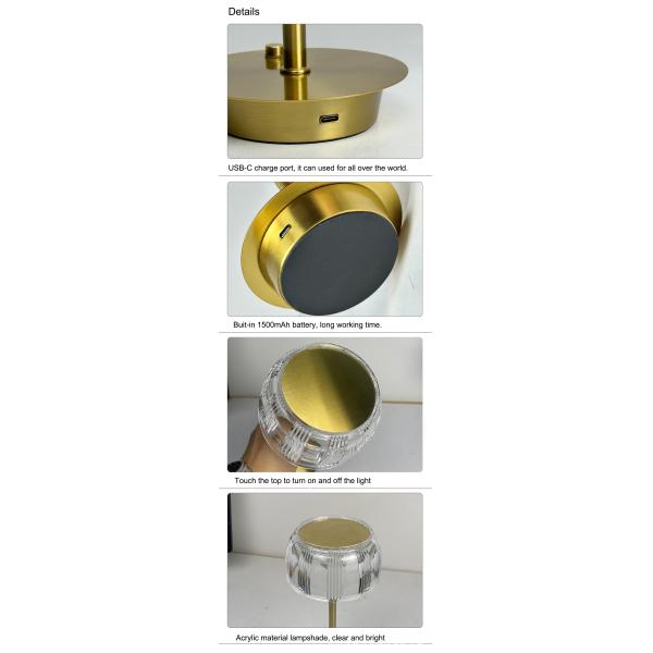 Home Decor Dimmable Bedside Touch Metal LED Table Lamp Restaurant Bar