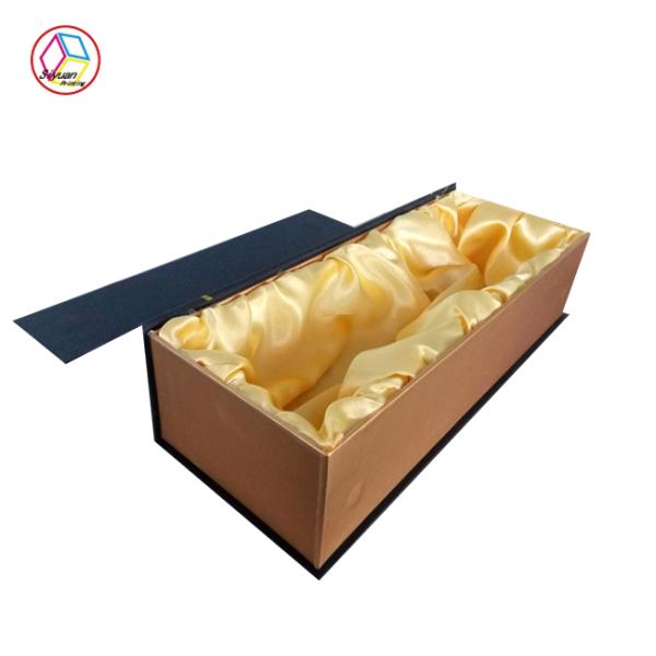 Black Wine Bottle Packaging Boxes Printing Handling Matt Lamination
