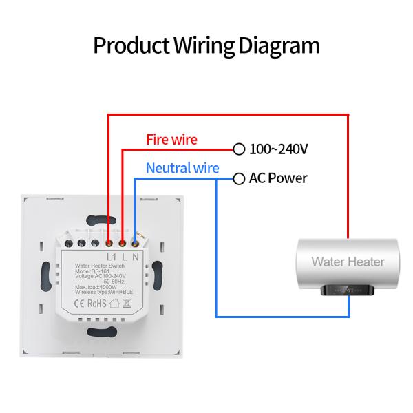 Glomarket Smart Home Remote Voice Control Touch Panel Water Heater Switch Tuya Wireless Wifi Boiler Switch