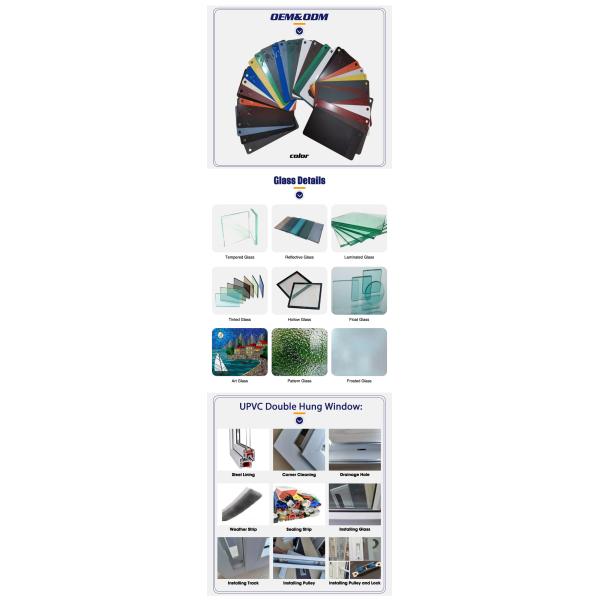 Heat Insulation Function Double Hung Reflective Fixed Window with Tempering Glass