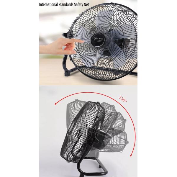 12Inch Portable Wireless Solar Rechargeable Table Fan Panel Powered Dual Input For Household