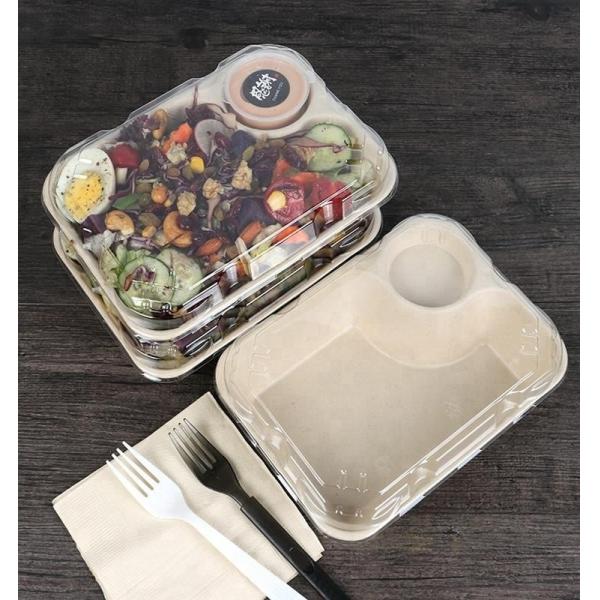 22.4x16x4.5cm Biodegradable Bamboo Pulp Packaging 850ml Microwaveable