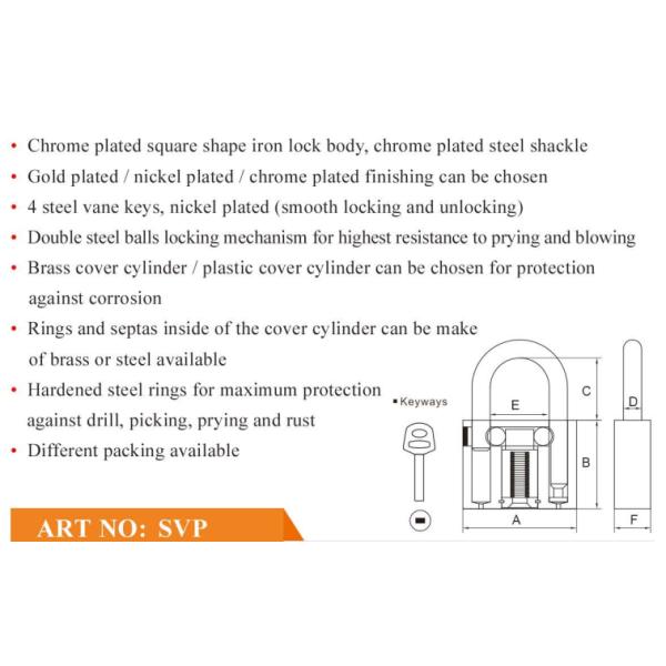 High Security Padlock Square Shape Cp Vane Iron Padlock Customized Accepted exceptional durability