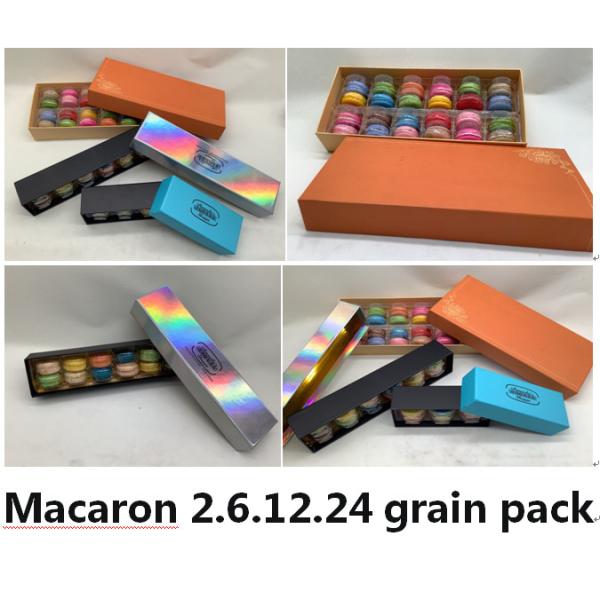 Luxury 12 Pcs Macaron Packaging Silver Kraft Paper Box With Plastic Inner