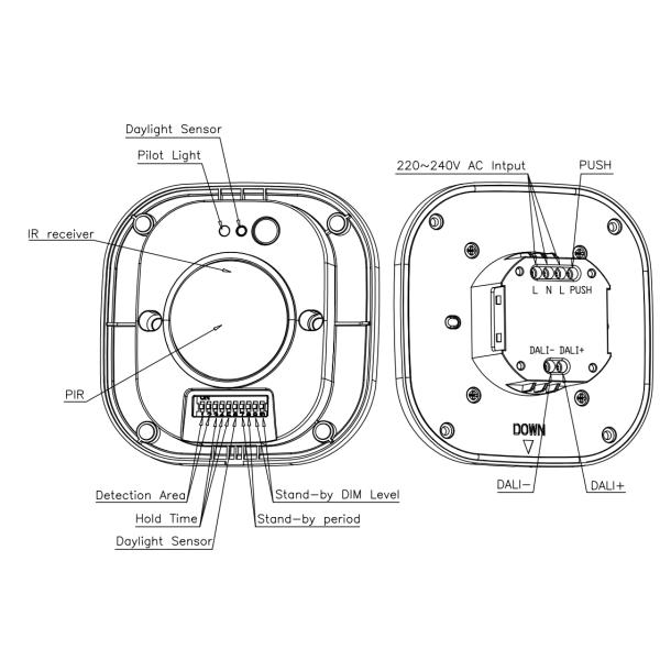 10m Mounting Height DALI Compact Occupancy Detectors With Daylight Harvesting Function
