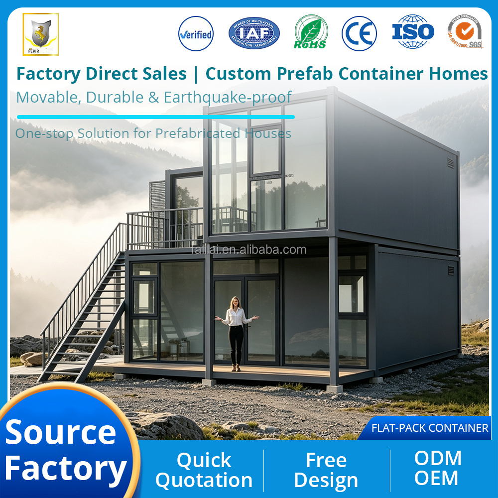Modern Luxury Modular Mobile Cabin Prefab Tiny House Detachable Flat Pack Container Home for Villa Shop Construction Office