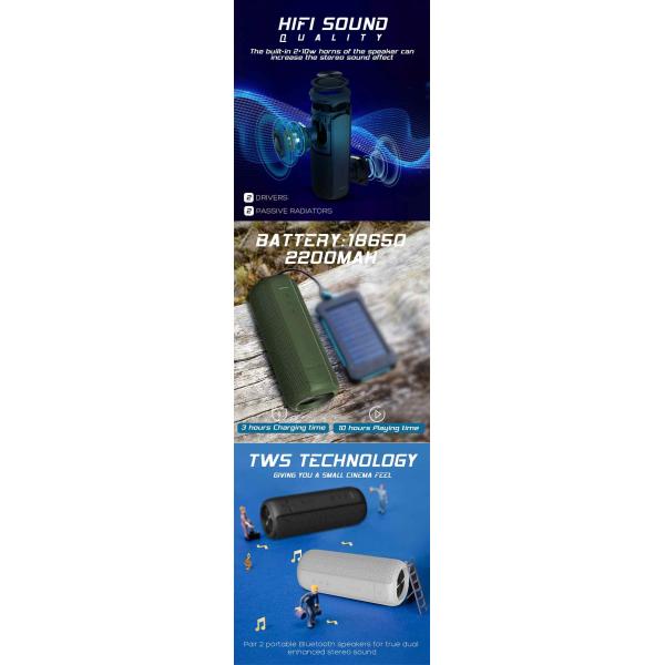TWS Function Wireless Waterproof Speaker , IPX7 Bluetooth Outdoor Speakers
