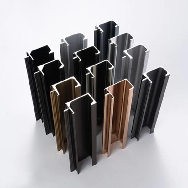 Aluminum kitchen cabinet profile with anodized finish