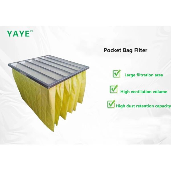Moisture Resistant Pocket Air Filter Galvanized Steel Aluminum Alloy Frame For HVAC Systems