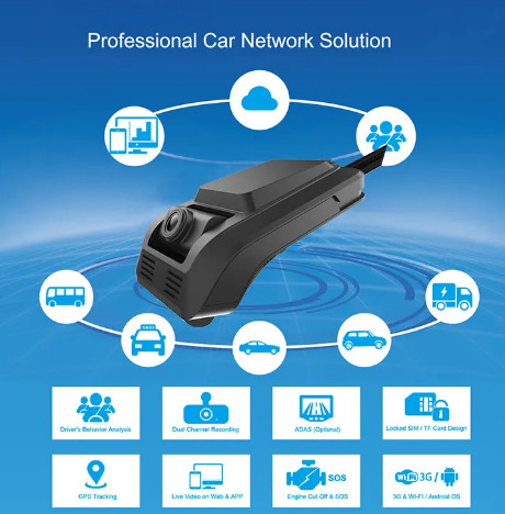 10V-36V Input Voltage 4G Dash Camera with G-Sensor Built-in 3-axis Acceleration