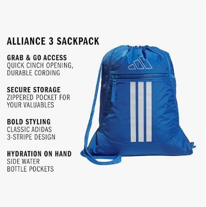 Sackpack Drawstring Bag | Drawstring Closure, Lightweight, Durable Build, Roomy Compartment, Gym Practice & Game-Day Ready, Locks In Your Phone