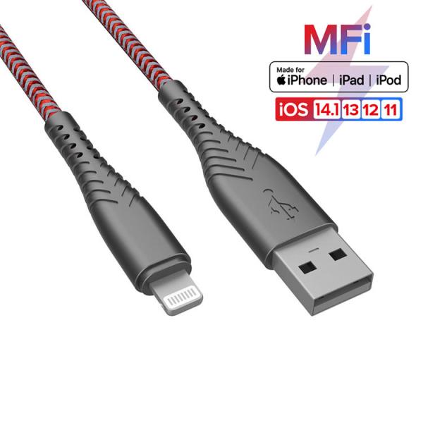 MFI Certified Nylon Braided USB Charging Cable Customized Logo For Iphone Apple