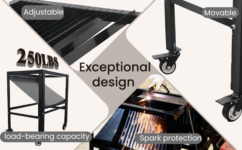 Mobile Plasma Cutting Table Lockable Wheels Removable Partition Spark Baffle Sturdy Fixed Steel Workbench