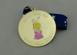 Quality Gold Plating Road Rage Events Enamel Medal With Ribbon For Sport Meeting for sale