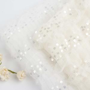 Customized Embroidered Mesh Gold Paillette Sequin Fabric Mesh Fabric With