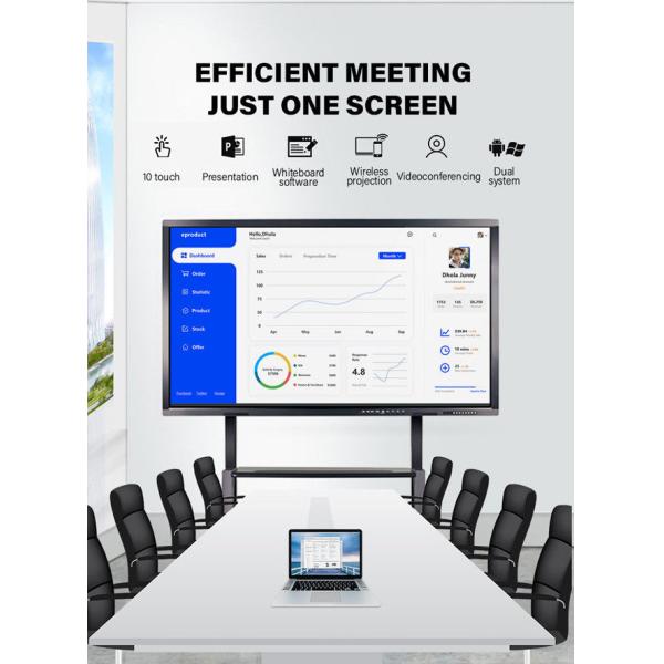 500 Nits Meeting Room Interactive Display 75 Inch Interactive Touch Screen Board