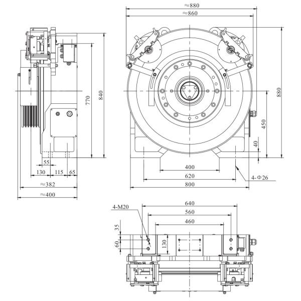 380V Gearless Motor For Elevator Sheave Dia 485mm Static Load 6000kg