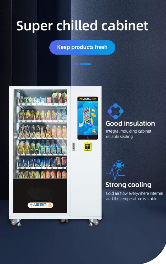 Snack Food Vending Machine Equipped with Large Touch Screen and Top Mounted Light Box for Enhanced Visibility and Vending Performance