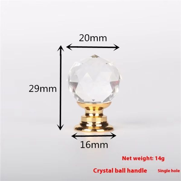 Hardware Accessories Zinc Alloy Wardrobe Knob Pull Kitchen Cabinet Drawer Sphere Ball 20mm Crystal Furniture Handle