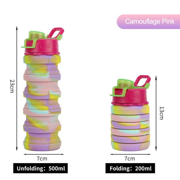 Compressible Water Bottle Lightweight Food-Grade Silicone Foldable Water Cup With Lids For Home Outdoor Travel Collapsible Water Bottle Silicone