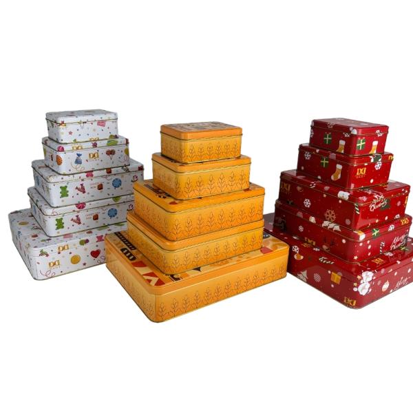 DADI Silkscreen Laser Embossing Rectangular Tin Can Custom Printed Biscuit Tin Box