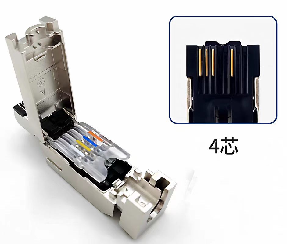 Compatible RJ45 Profinet Industrial Network Cable Connector with 4-core and 8-core Options and 1000V Voltage Rating Featuring Silver and Gold Plated