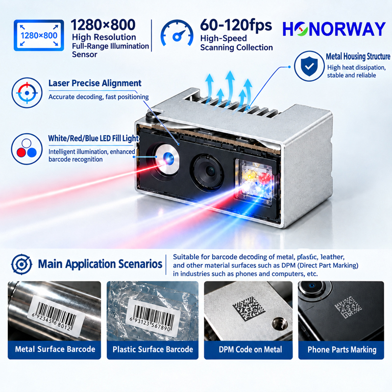 OEM Megapixels Metal Surface Barcode Scan 1D 2D QR Barcode Scanner Engine Module with Metal Housing for Industrial Application