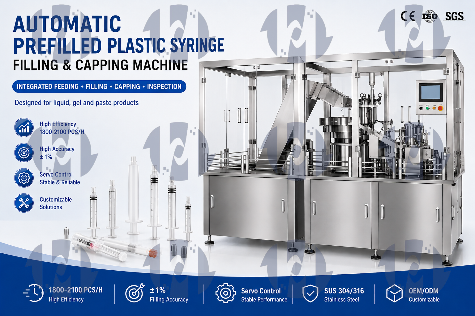 Automatic Cockroach Gel Bait Syringe Filling and Capping Machine