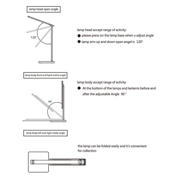 Eye Caring Silver Wireless LED Table Lamp qi wireless charger Foldable Lamp Arm