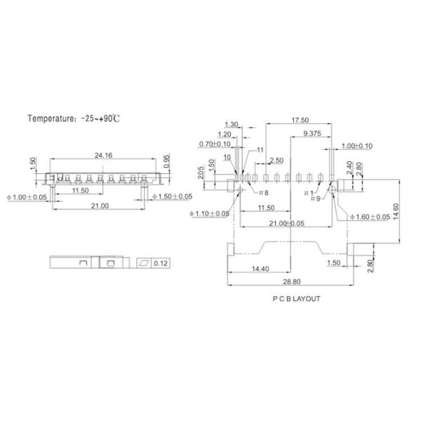 Micro Sd Card Smart Card Socket Operating Temperature -25~+90'C