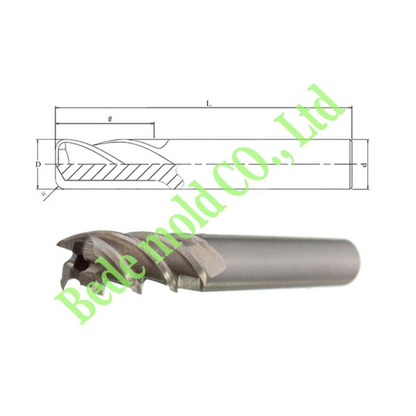 Corner Radius End 4 Flute Milling Cutter For Cooper And Plastic Customized Size