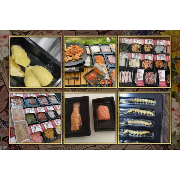 Touchscreen Control Hand Pressed Plastic Tray Vacuum Skin Sealing Machine DQ320VST with Food Grade 304 Stainless Steel