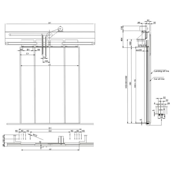 4 Panels Center Opening VVVF Door Operator / 220v - 250v Lift Door Operator