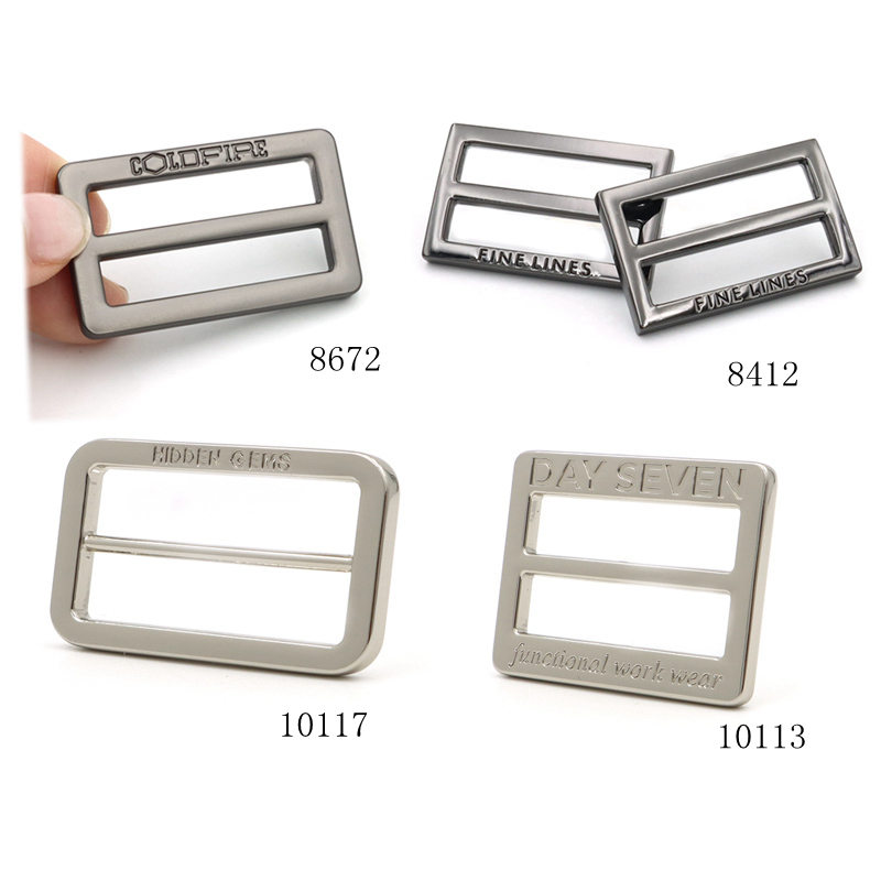 32mm Custom engraving brand logo metal rectangular buckle for bag strap