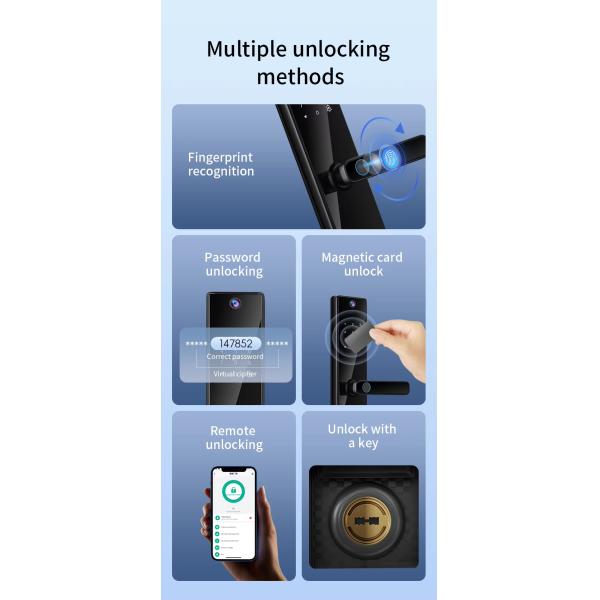 Automatic Video Calling Tuya Wifi App Fingerprint Recognition Key Card Code S819-2MAX Smart Door Lock For Home Hotel Apartment