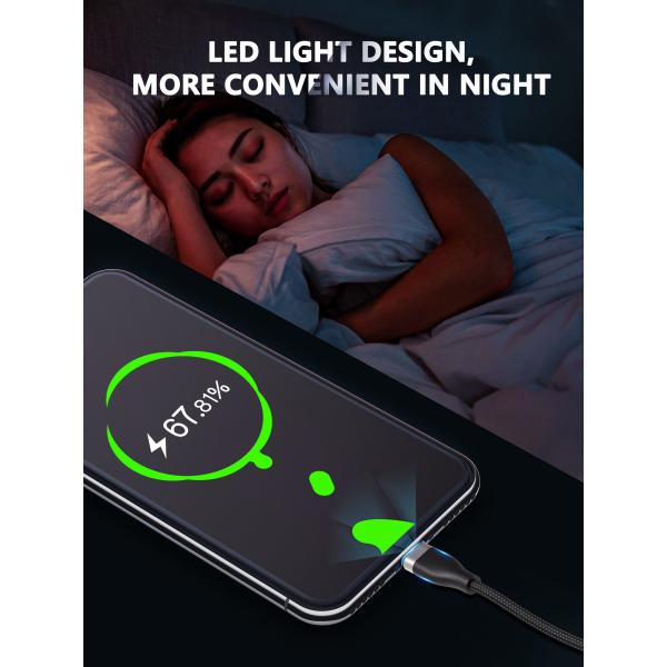 LED USB Type C Cable 3A Fast Charging, USB-A to USB-C Charge Cord